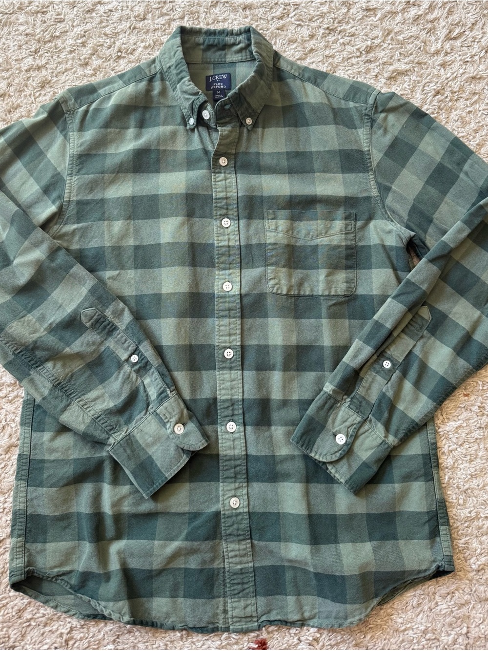 J. Crew Green Plaid Oxford Shirt
